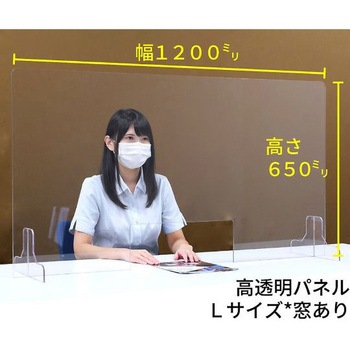 透明PET樹脂 飛沫防止パーテーション 窓あり アズワン