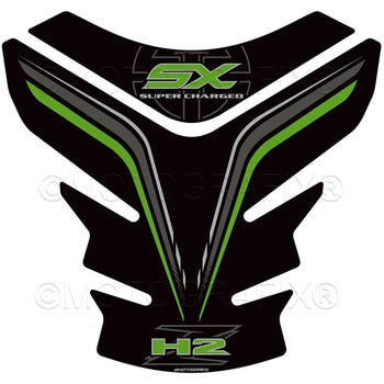 TK030KG TANK PAD MOTO GRAFIX (gOtBbNX) KԎKAWASAKI H2 SX(18-22) Black with GreyC Green & Metallic SilverF   TK030KG 12113668