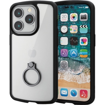 iPhone14 Pro ケース カバー ハイブリッド 耐衝撃 衝撃吸収 軽量 薄型 リング付 背面クリア エレコム