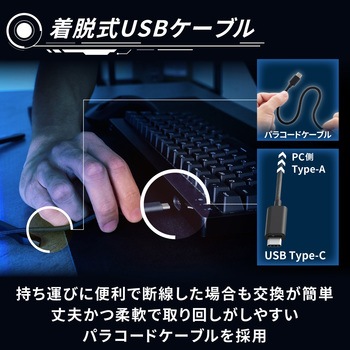 キーボード 有線 着脱式ケーブル メカニカル式(銀軸/スピードリニア) 65%サイズ 【V custom】 日本語配列 テンキーレス USB Aポート×1 コンパクト エレコム