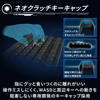 キーボード 有線 着脱式ケーブル メカニカル式(銀軸/スピードリニア) コンパクトサイズ 【V custom】 日本語配列 テンキーレス エレコム