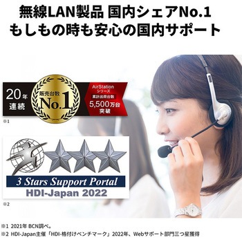 Air Station 11ax/ac/n/a/g/b 2，401+2，401+573Mbps Wi-Fi 6E 対応トライバンドルーター BUFFALO(バッファロー)