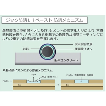 亜硝酸リチウム配合ポリマーセメント系防錆剤 ジック防錆Liペースト 日本ジッコウ