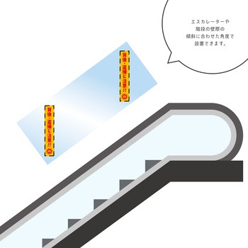 エスカレーター・階段用後方注意ミラー 350x915 ステッカー2枚付 グリーンクロス