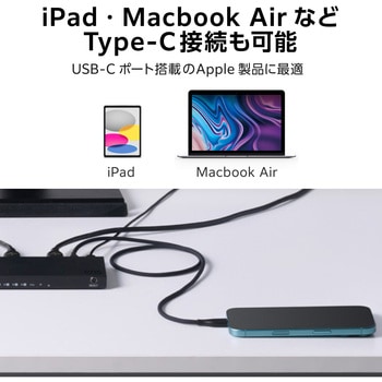 HDMI切替器 USB-C1入力 HDMI3入力1出力 セレクター 8K 60Hz HDMI2.1 手動/自動 切り替え リモコン付き エレコム