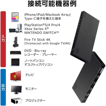 HDMI切替器 USB-C1入力 HDMI3入力1出力 セレクター 8K 60Hz HDMI2.1 手動/自動 切り替え リモコン付き エレコム