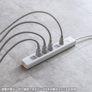 電源タップ_抜け止めシャッター サンワサプライ