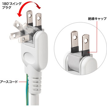 電源タップ_抜け止めシャッター サンワサプライ