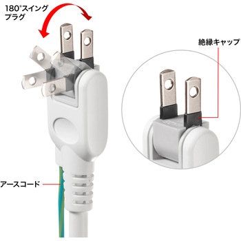 電源タップ_抜け止めシャッター サンワサプライ