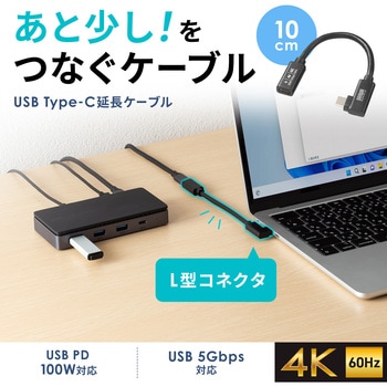 USB TypeC延長ケーブル_USB 5Gbps_PD100W対応 サンワサプライ