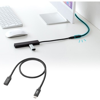 USB TypeC延長ケーブル_USB 5Gbps_PD100W対応 サンワサプライ