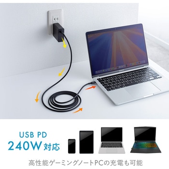 USB TypeCケーブル_USB2.0_PD240W対応 サンワサプライ