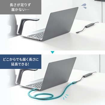 USB TypeC延長ケーブル_USB 5Gbps_PD100W対応 サンワサプライ