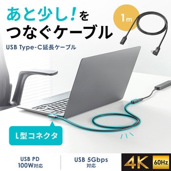 USB TypeC延長ケーブル_USB 5Gbps_PD100W対応 サンワサプライ