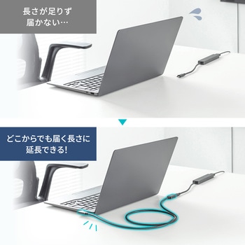 USB TypeC延長ケーブル_USB 5Gbps_PD100W対応 サンワサプライ