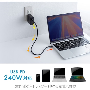 USB TypeCケーブル_USB2.0_PD240W対応 サンワサプライ