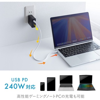 USB TypeCケーブル_USB2.0_PD240W対応 サンワサプライ