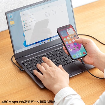 USB TypeCケーブル_USB2.0_回転 サンワサプライ