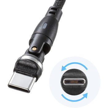USB TypeCケーブル_USB2.0_回転 サンワサプライ