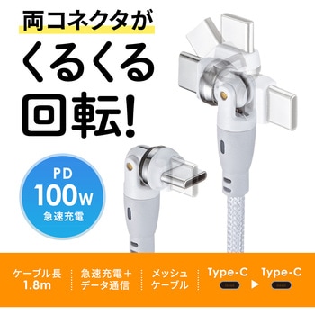 USB TypeCケーブル_USB2.0_回転 サンワサプライ