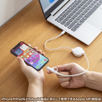 USB TypeCケーブル_USB2.0_Lightning変換アダプタ付き サンワサプライ
