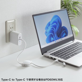 USB TypeCケーブル_USB2.0_Lightning変換アダプタ付き サンワサプライ