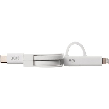 USB TypeCケーブル_USB2.0_Lightning変換アダプタ付き サンワサプライ