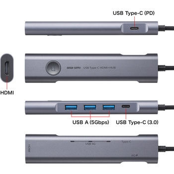 USBハブ_USB 5Gbps_HDMIポート付き サンワサプライ