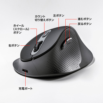 ブルーLEDマウス_Bluetooth 5.0/ワイヤレス_静音エルゴノミクス サンワサプライ