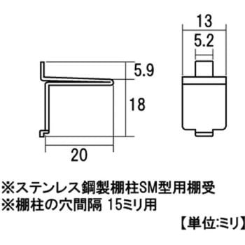 モリギン ステンレス棚柱用棚受け SPM-20B ACE(エース、旧モリギン)