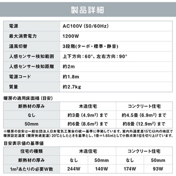 スリムセラミックファンヒーター 人感センサー付 アイリスオーヤマ
