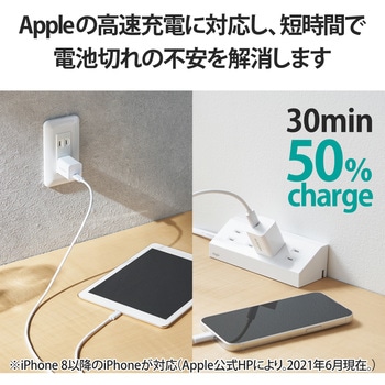 スマホ充電器 AC充電器 タイプC×1ポート Type-C ケーブル付属 1.5m PD 20W スイングプラグ 小型 USBコンセント iPhone エレコム