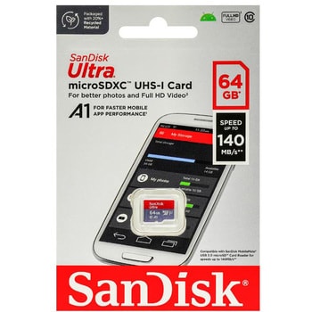 SanDisk (サンディスク) microSDカード 64GB Ultra UHS I スマートフォン用 140MB/s R SDSQUAB-064G-GN6MN