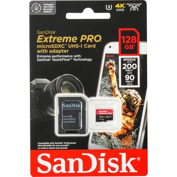 SDSQXCD-128G-GN6MA microSDXCカード 128GB Extreme PRO UHS-1 U3 Class10 Read  200MB/s Write 90MB/s SD変換アダプター付き SanDisk(サンディスク) ビデオスピードクラスV30 - 【通販モノタロウ】