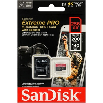 SDSQXCD-256G-GN6MA microSDXCカード 256GB Extreme PRO UHS-1 U3 Class10 Read  200MB/s Write 140MB/s SD変換アダプター付き SanDisk(サンディスク) ビデオスピードクラスV30 - 【通販モノタロウ】