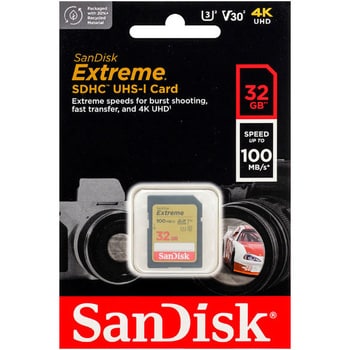SDSDXVT-032G-GNCIN SDHCカード 32GB Extreme UHS-1 U3 V30 Class10 Read 100MB/s  Write 60MB/s 1枚 SanDisk(サンディスク) 【通販モノタロウ】