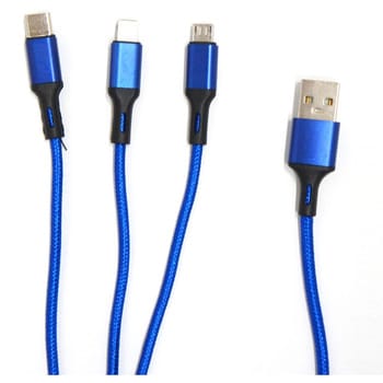 BS-USBSG1C-BCL 3in1スマートフォン用USBケーブルシリーズ Type-A(2.0) MicroUSB Type-B+Type-C+ Lightning(1メートル)青 bitstrong 充電用 - 【通販モノタロウ】