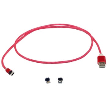 マグネット接続式 3in1スマートフォン用USBケーブル Type-A(2.0) MicroUSB Type-B+Type-C+Lightning用(1メートル) bitstrong