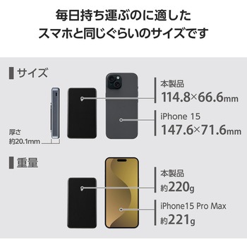モバイルバッテリー マグネット式 <ワイヤレス充電/USB充電 両対応> 10000mAh 大容量 入出力(Type-C ×2) エレコム