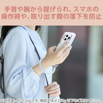 スマホ ハンドストラップ 手首 クリアタイプ カラビナリング 1口穴 ストラップホルダーシート付 &me - エレコム