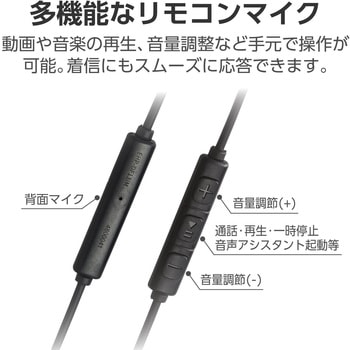 タイプCイヤホン 有線 マイク付き セミオープン型 断線しにくい高耐久 通話対応 音量調整 エレコム