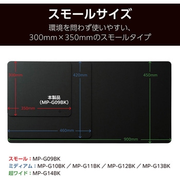 ゲーミング マウスパッド 小型 バランスタイプ 中目クロス 表面 ラバーベース 300×350×2mm エレコム