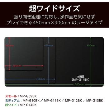 ゲーミング マウスパッド 大型 バランスタイプ 中目クロス 表面 ラバーベース 450×900×3mm エレコム
