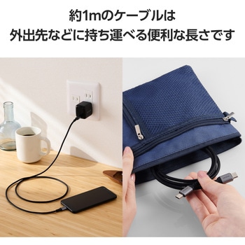 タイプCケーブル 【USB Type C to C】 PD 100W 急速充電 高耐久 ナイロンメッシュ アルミコネクタ エレコム