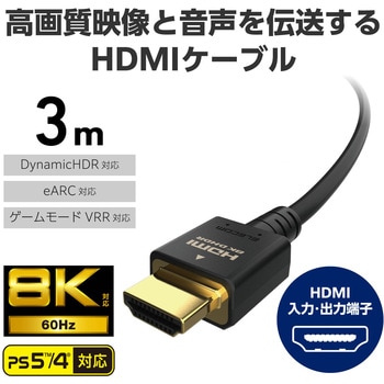 HDMI 2.1 ケーブル ウルトラハイスピード 8K 60Hz 4K 120Hz eARC VRR Dynamic HDR イーサネット エレコム