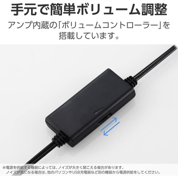 PC スピーカー 有線 音声Φ3.5mm 電源USB-A 小型 ステレオ 最大出力4W(2W+2W) ボリュームコントローラー付 エレコム