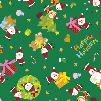 包装紙10枚ロール クリスマス柄 半才判 包装部(ササガワ)