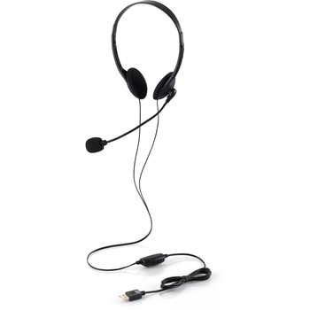 ヘッドホン ヘッドセット マイク付き 有線 USB接続 オーバーヘッドタイプ ミュートスイッチ付き 無指向性 テレワーク WEB会議 オンライン授業 ブラック エレコム