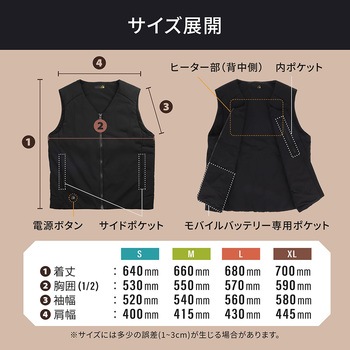 ebiブランド 丸洗い洗濯可能 薄いのに暖かい ヒーティングベスト Mサイズ OWLTECH(オウルテック)
