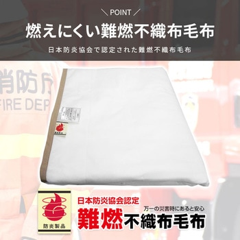真空パック難燃備蓄用不織布毛布(日本防炎協会認定ラベル付) ブレイン
